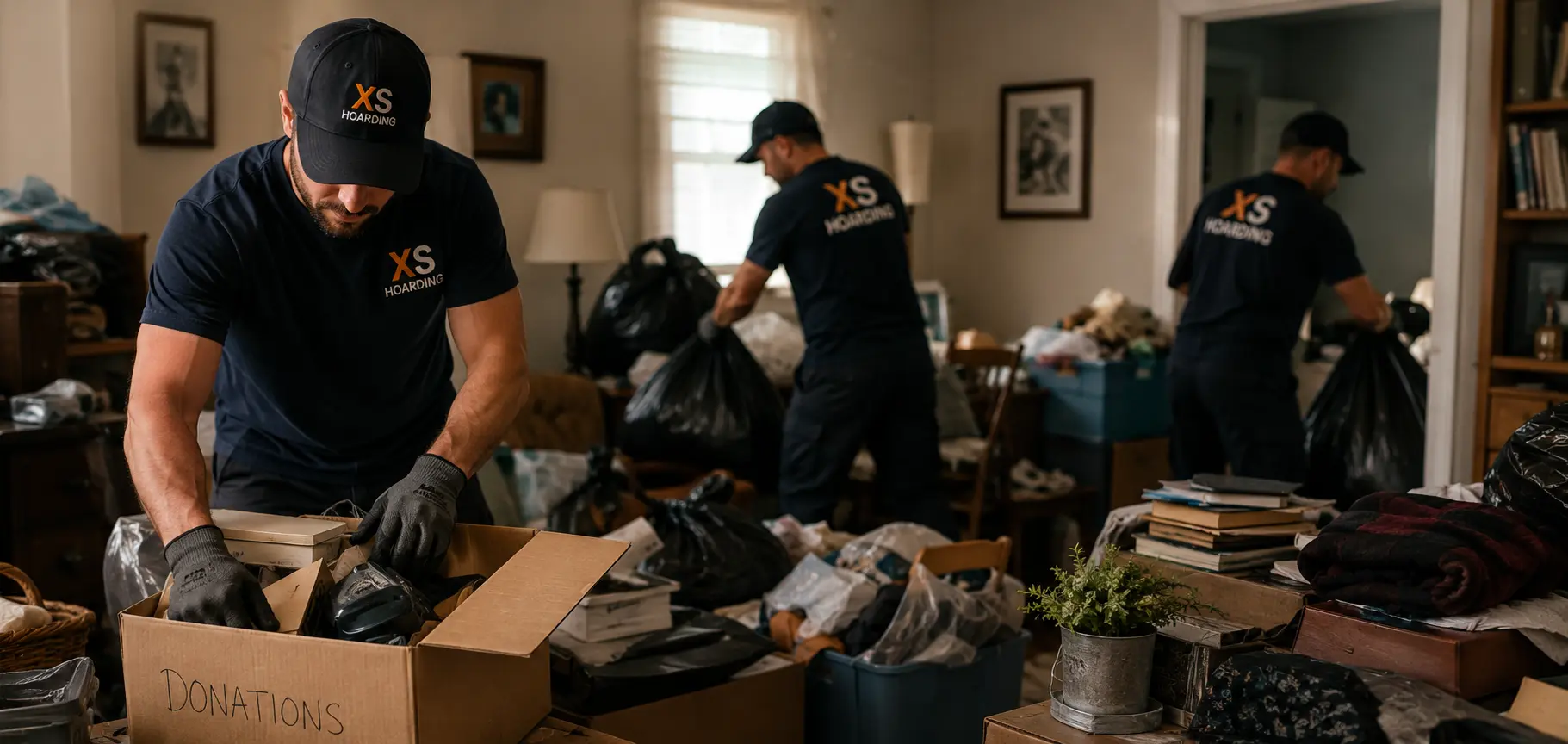 Cleaning professionals working